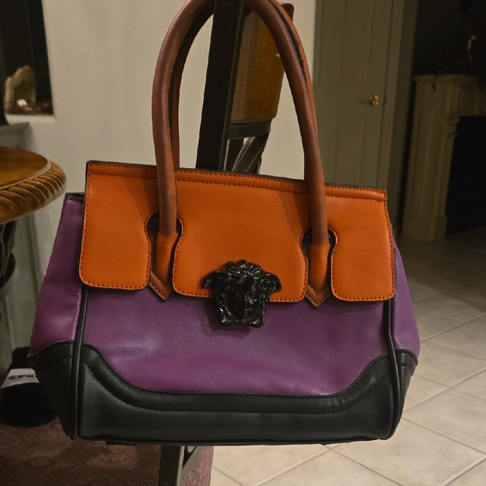 Versace Women's Orange and Purple Handbag